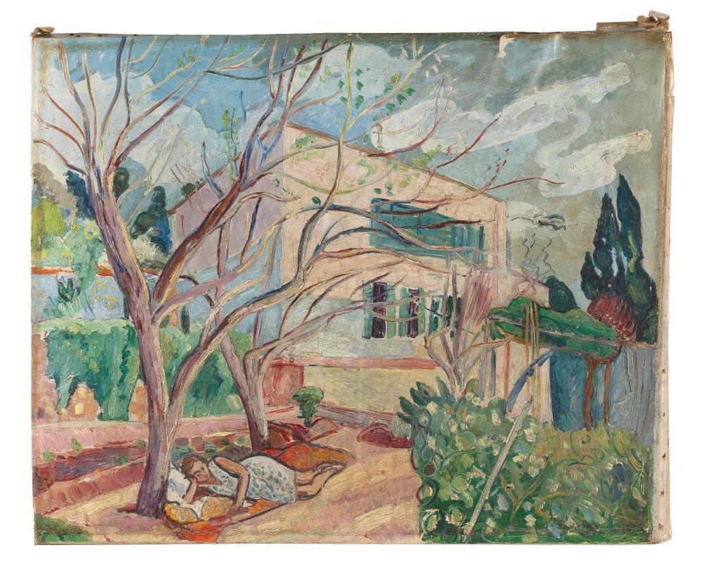 Edward Wolfe comparable auction result: edward wolfe south africa england 1897 1982 woman reclining beneath a pair of trees oil on canvas 23 x 29 25 unframed