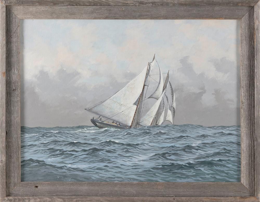 Ben Neill comparable auction result: ben neill massachusetts 1914 2001 in full sail oil on canvas 18 x 24 framed 22 x 28