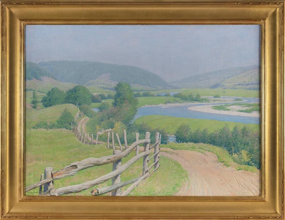 Frank Vincent DuMond comparable auction result: frank vincent dumond new york california 1865 1951 winding road likely nova scotia oil on canvas 26 x 36 framed 33 x 43