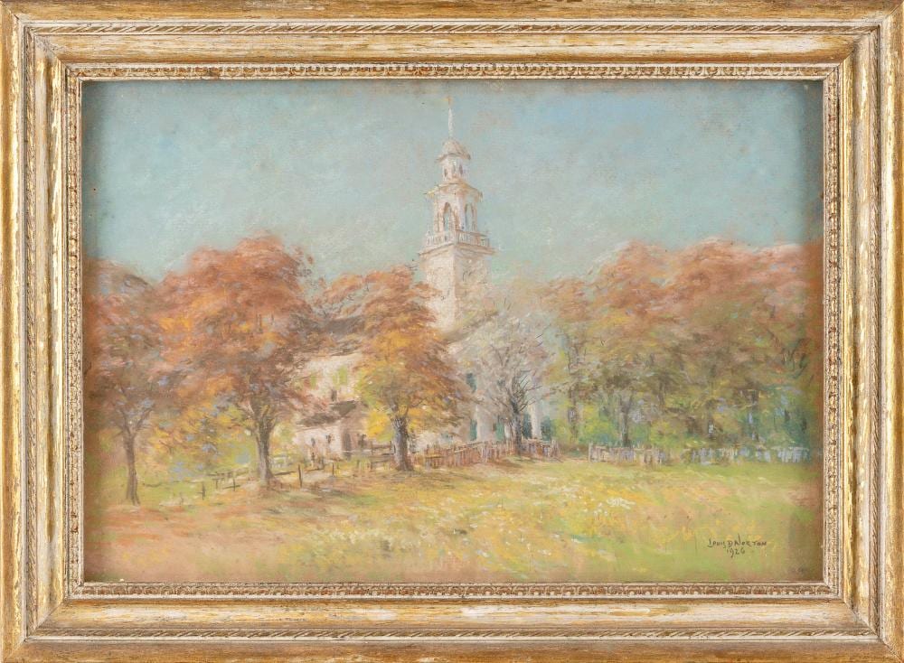 Louis Doyle Norton comparable auction result: louis doyle norton maine new hampshire 1867 1940 a new england church pastel 12 5 x 18 sight framed 16 5 x 22 75