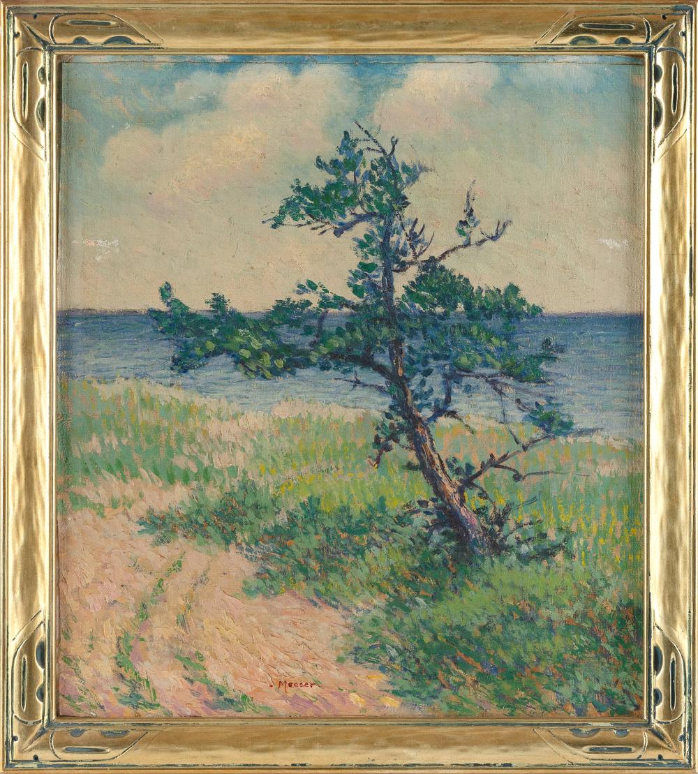 Lillian Burk Meeser comparable auction result: lillian burk meeser pennsylvania michigan 1864 1942 seascape with tree oil on canvas board 18 x 16 framed 20 5 x 18 5