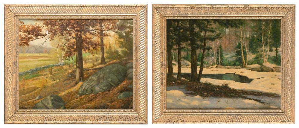 fred hamilton daniels massachusetts new york 1872 1966 two landscapes oils on board 16 x 20 framed 20 x 24 · Eldred's · 2025-01-23 Fred H Daniels comparable auction result: fred hamilton daniels massachusetts new york 1872 1966 two landscapes oils on board 16 x 20 framed 20 x 24