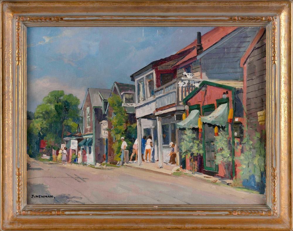 Joseph Newman comparable auction result: joseph newman new york 1890 1979 street scene oil on canvas 18 x 24 framed 23 5 x 29 5