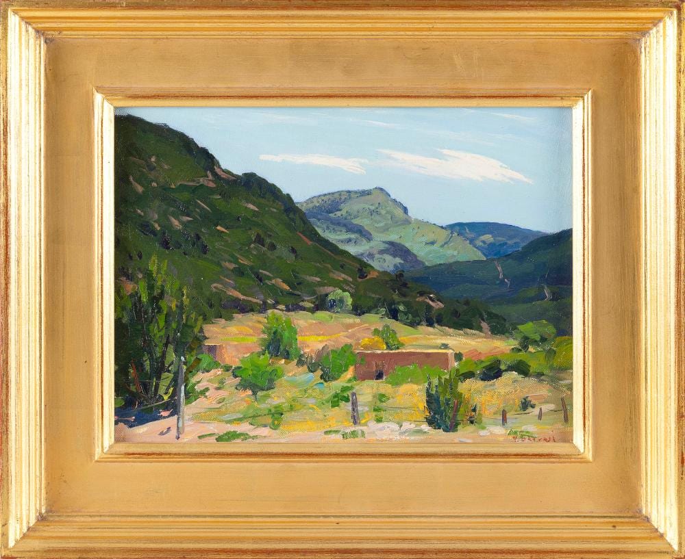 Frank Gervasi comparable auction result: frank gervasi texas new york 1895 1986 placitas new mexico oil on canvas 9 x 12 framed 14 x 17