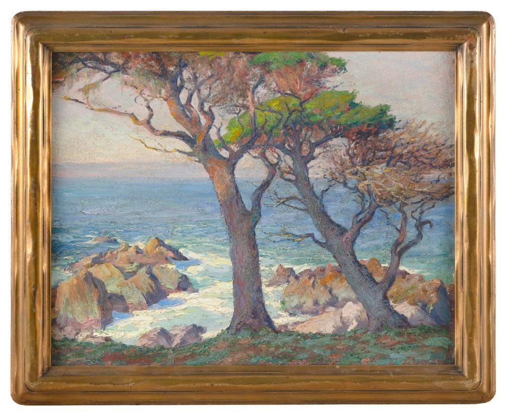 Edward Reynolds Kingsbury comparable auction result: edward reynolds kingsbury massachusetts california 1855 1940 monterey cypress or california coast oil on board 16 x 20 framed 19 5 x 23 5