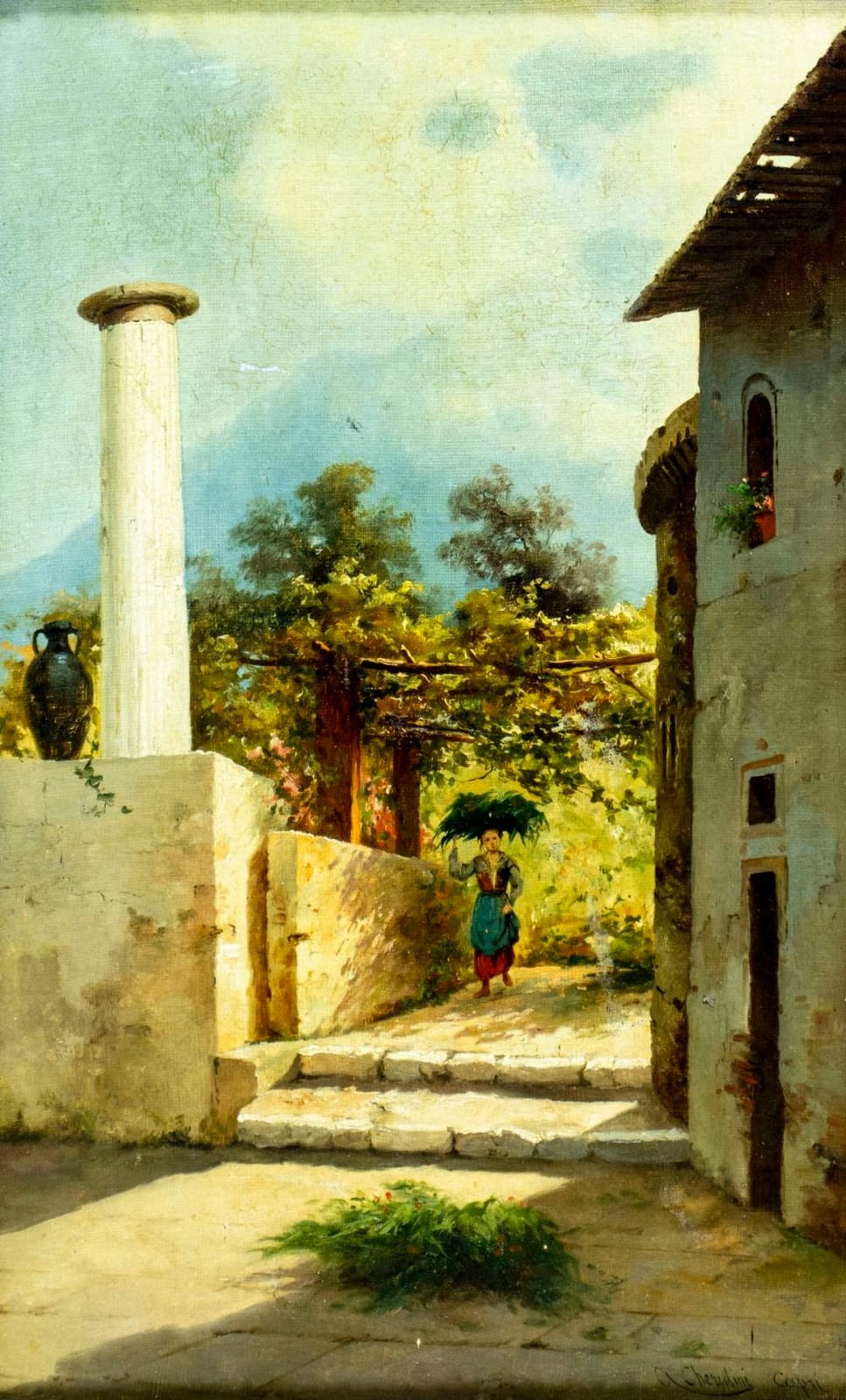 Andrea Cherubini comparable auction result: andrea cherubini italy 1833 1905 oil painting antique