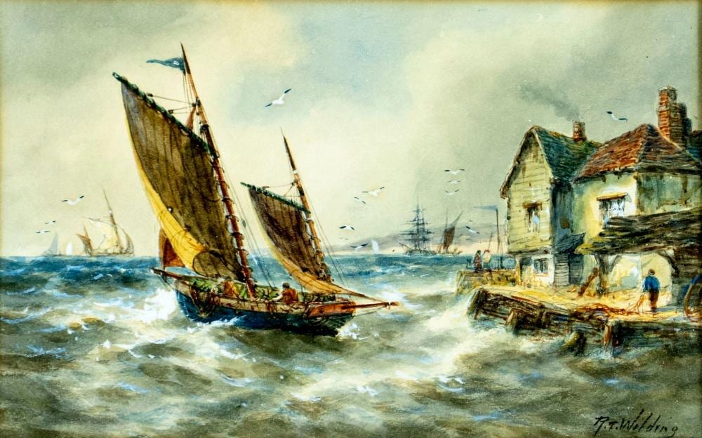 Robert Thornton Wilding comparable auction result: robert thornton wilding uk 1890 1928 watercolor painting antique