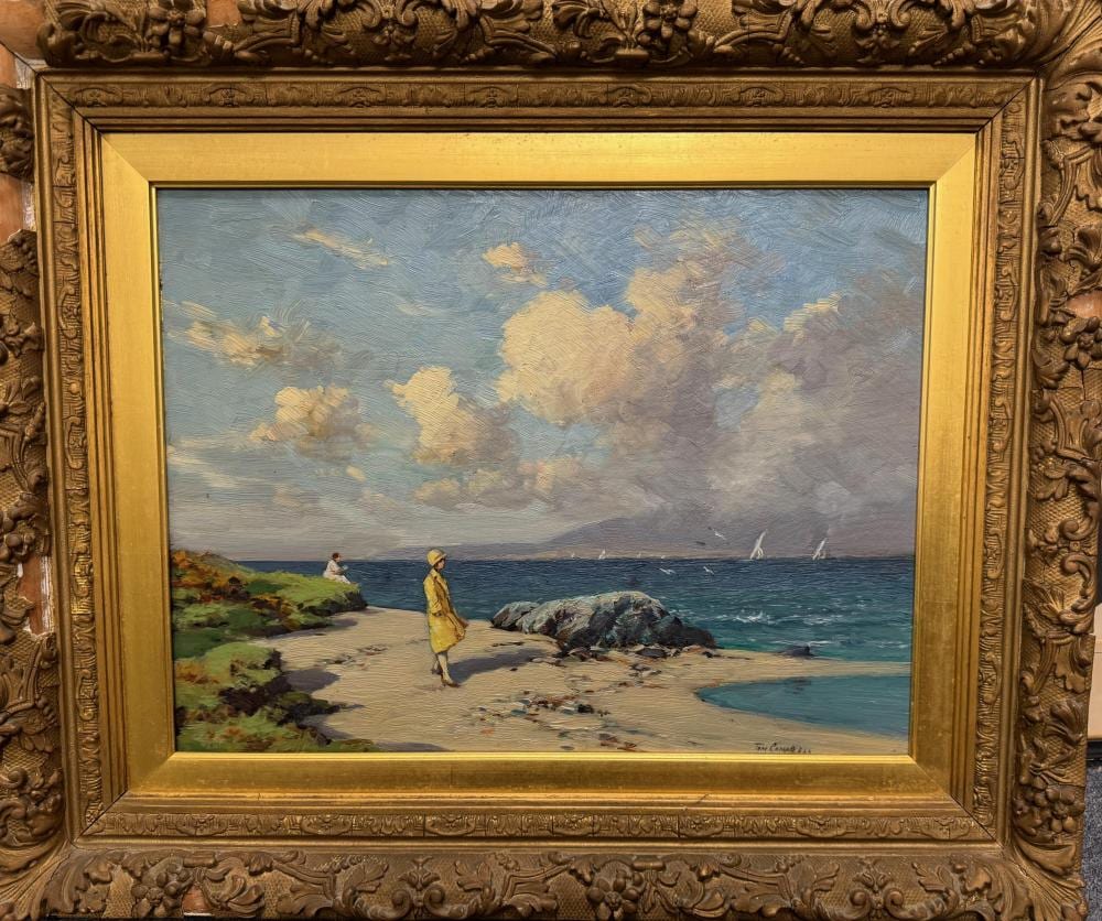 Tom Campbell comparable auction result: thomas campbell united kingdom scotland 1865 1943 clearing after rain oil on board 14 25 x 18 75 framed 22 x 27