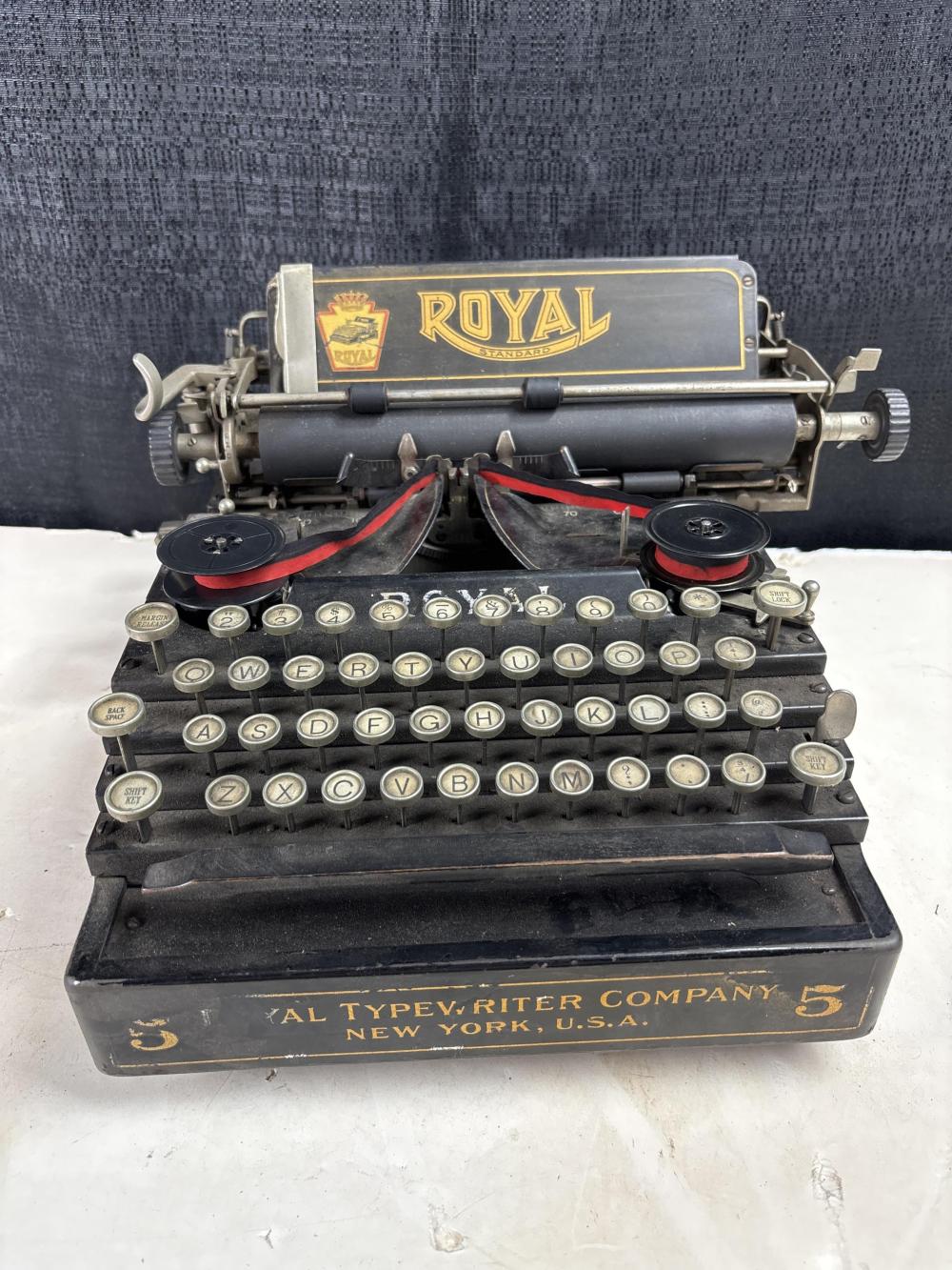 Royal Typewriter Company vintage typewriter, untested, sold by Ripley Auctions, lot 3761 — auction record photograph