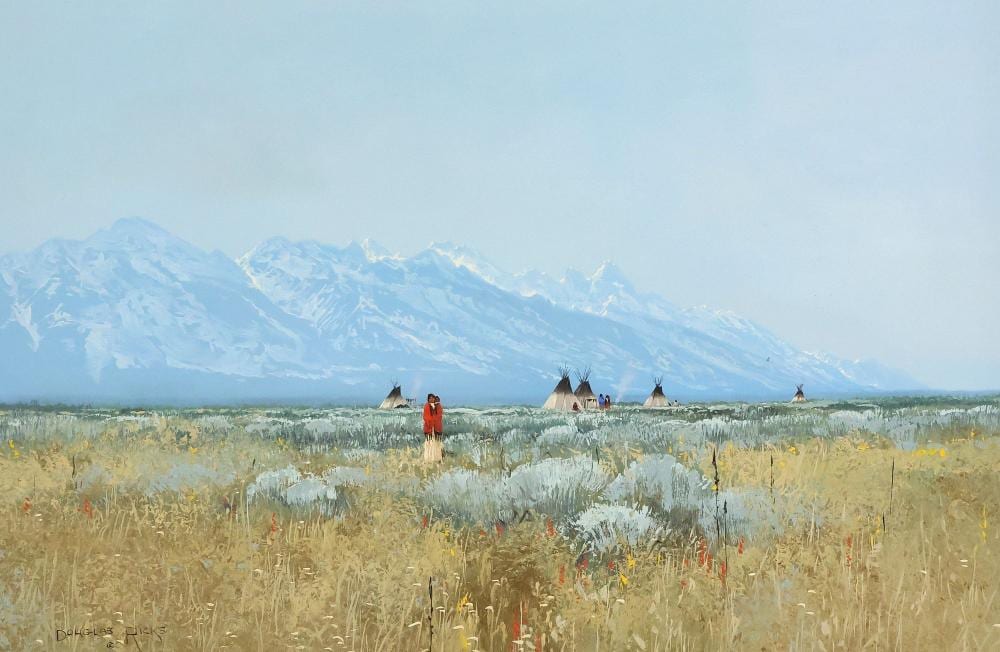 douglas ricks 1954 2003 painting native american landscape tetons 24 x 36 · Austin Auction Gallery · 2025-01-25 Douglas Ricks comparable auction result: douglas ricks 1954 2003 painting native american landscape tetons 24 x 36