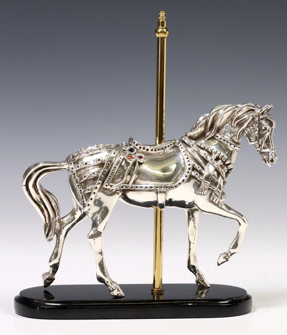 Ricardo Del Rio comparable auction result: ricardo del rio b 1961 for d argenta silverplate model of a carousel horse