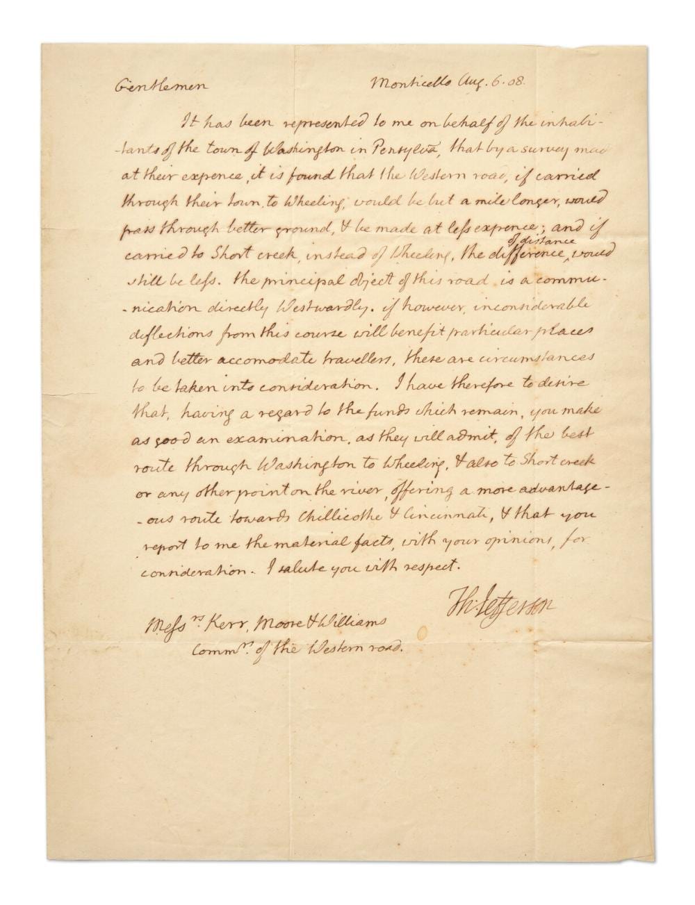 Jefferson comparable auction result: jefferson thomas autograph letter signed