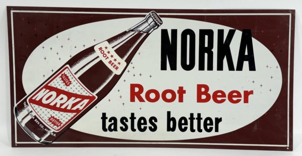 Vintage SST Norka Root Beer Soda Sign sold by Kraft Auction Service, lot 5656 — auction record photograph