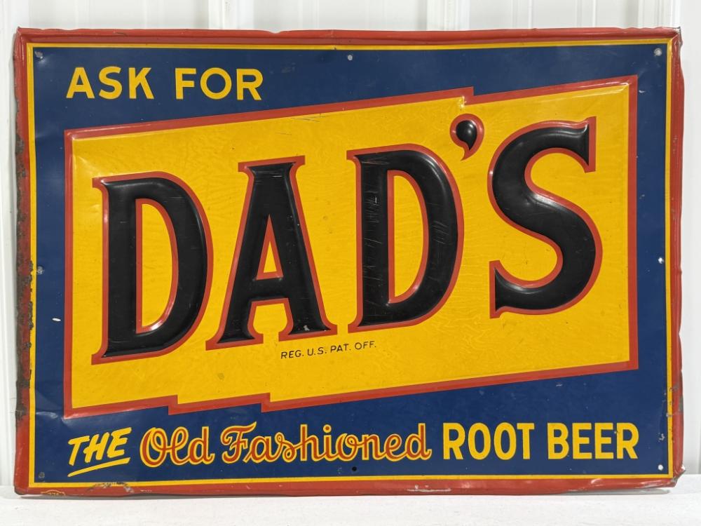 Vintage SST Dad's Root Beer Embossed Sign sold by Kraft Auction Service, lot 5676 — auction record photograph