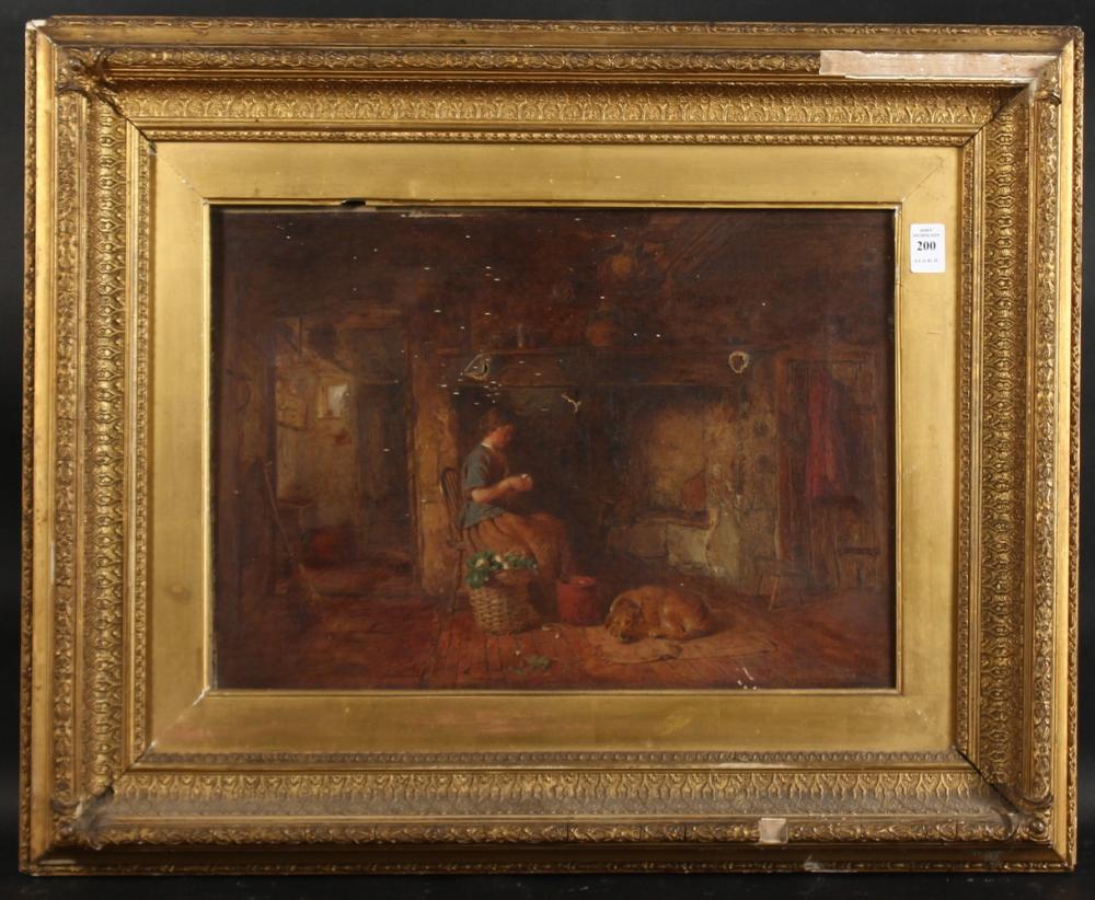 Alfred Provis comparable auction result: alfred provis 1818 1890 british interior a young girl sitting before a fire a dog at her feet signed
