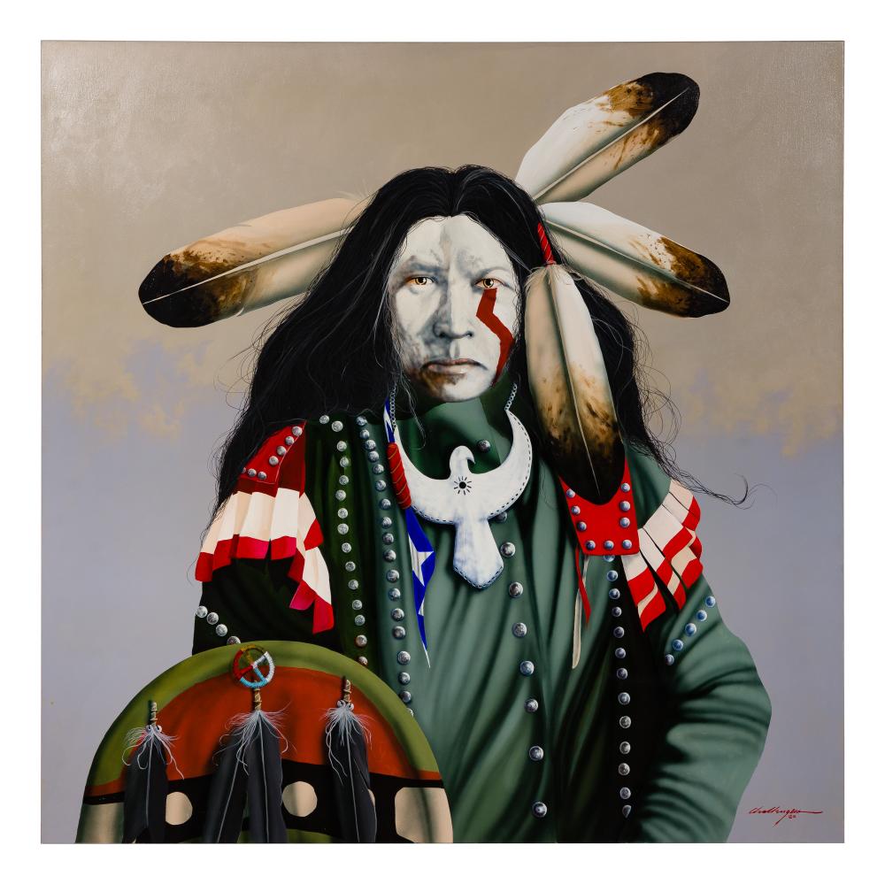 J D Challenger comparable auction result: j d challenger american 1951 2023 walks with strength oil on canvas