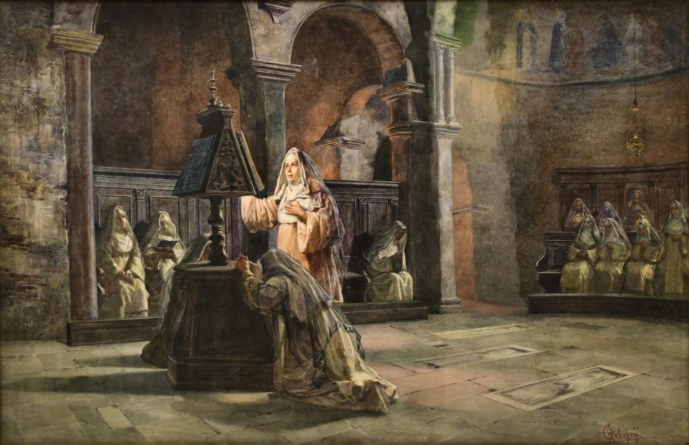 Pietro Gabrini comparable auction result: pietro gabrini italian 1856 1926 in prayer
