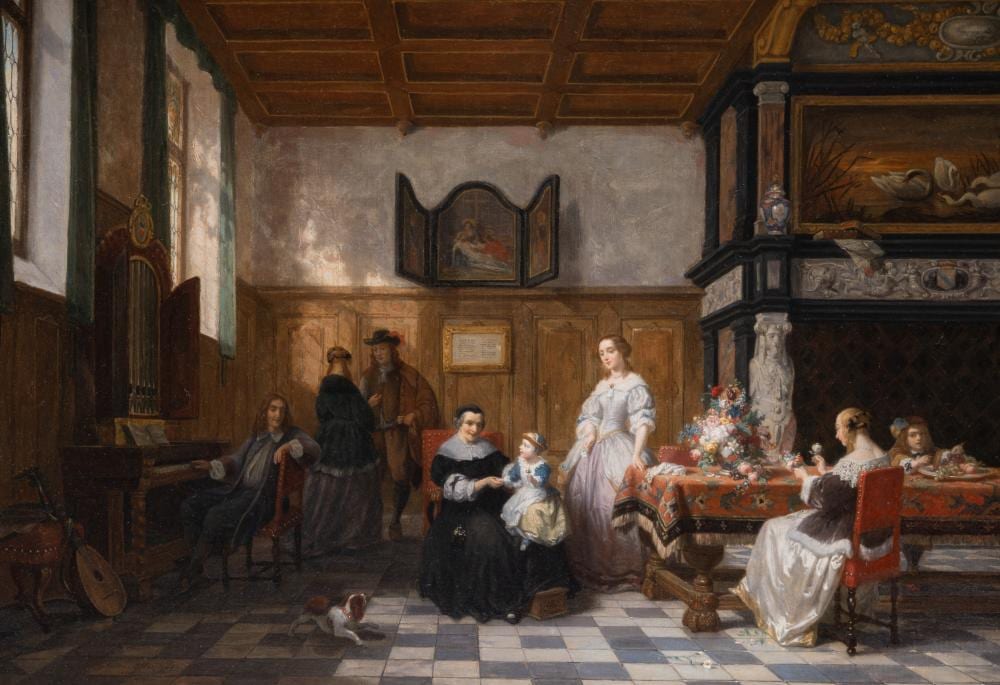 André Plumot comparable auction result: andr plumot 1829 1906 domestic scene in a 17thc interior 1849 oil on canvas 58 x 82 cm 22 8 x 32 2 in frame 77 x 100 cm 30 3 x 39 3 in