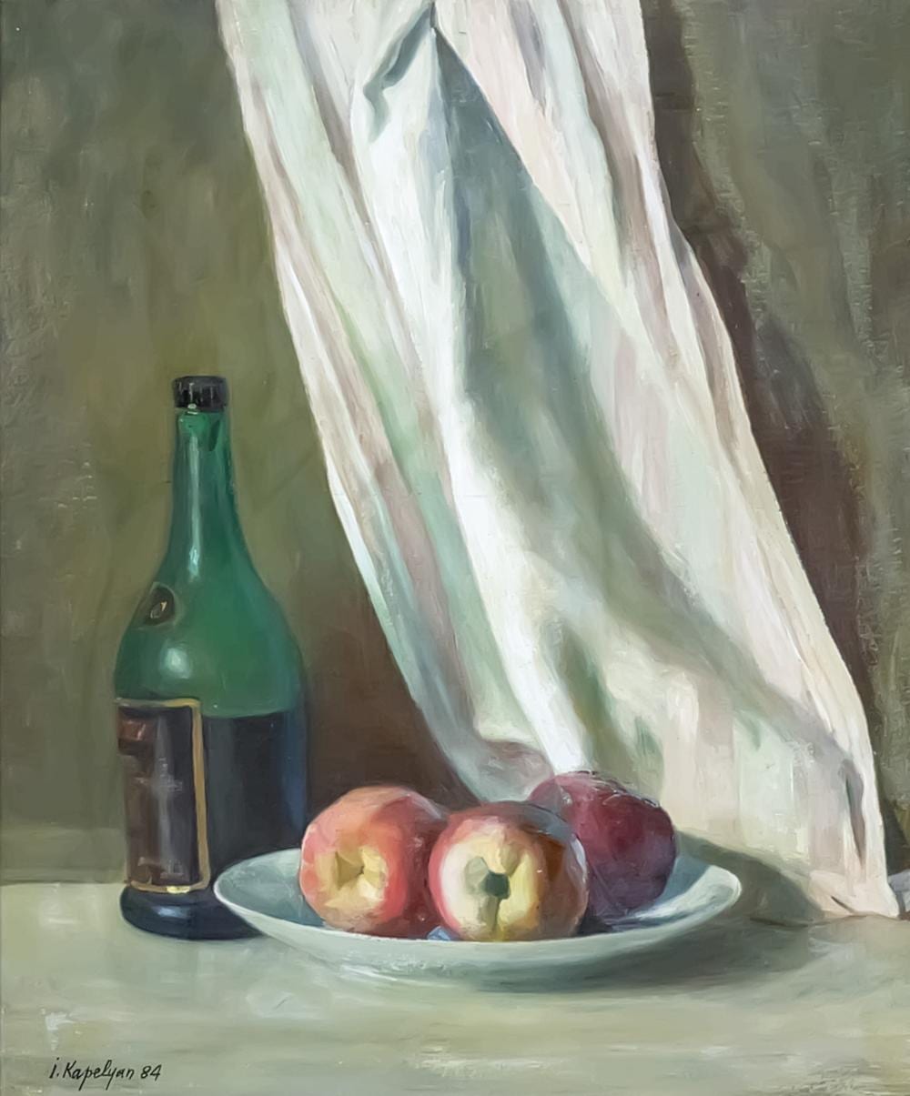 Joseph Kapelyan comparable auction result: yoseph kapelyan russian israeli b 1936 still life oil on board 1984