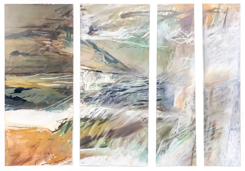 Joshua Neustein comparable auction result: joshua neustein polish israeli b 1940 quadtych pastel pencil and collage on paper 1979