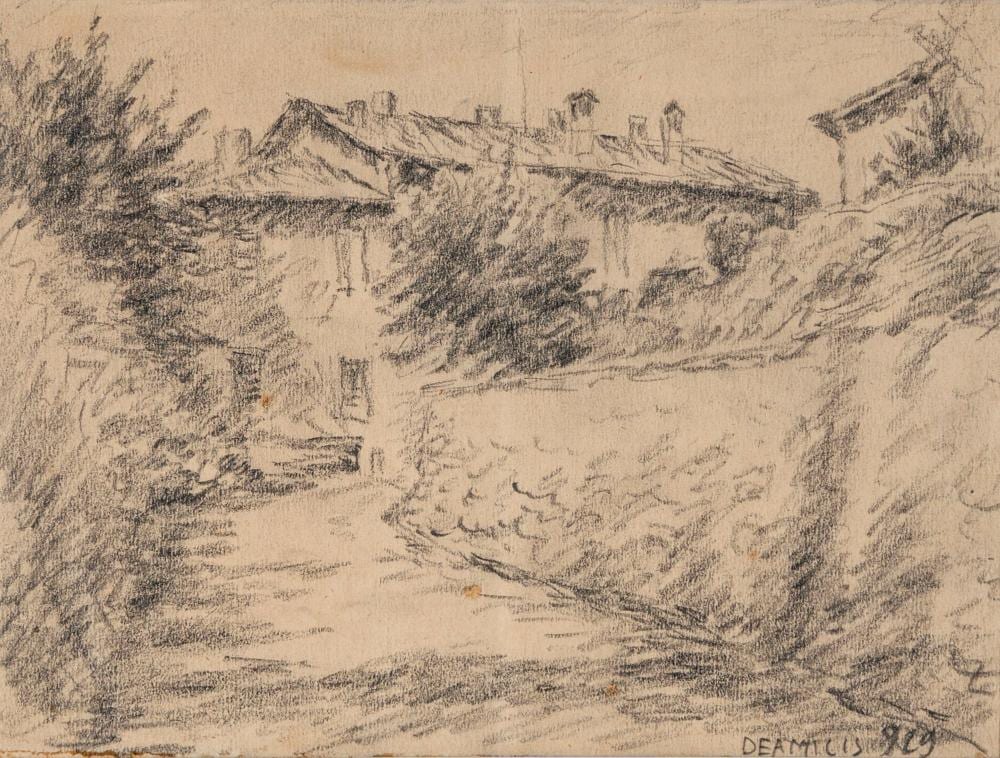 Cristoforo DeAmicis comparable auction result: cristoforo de amicis paesaggio con case