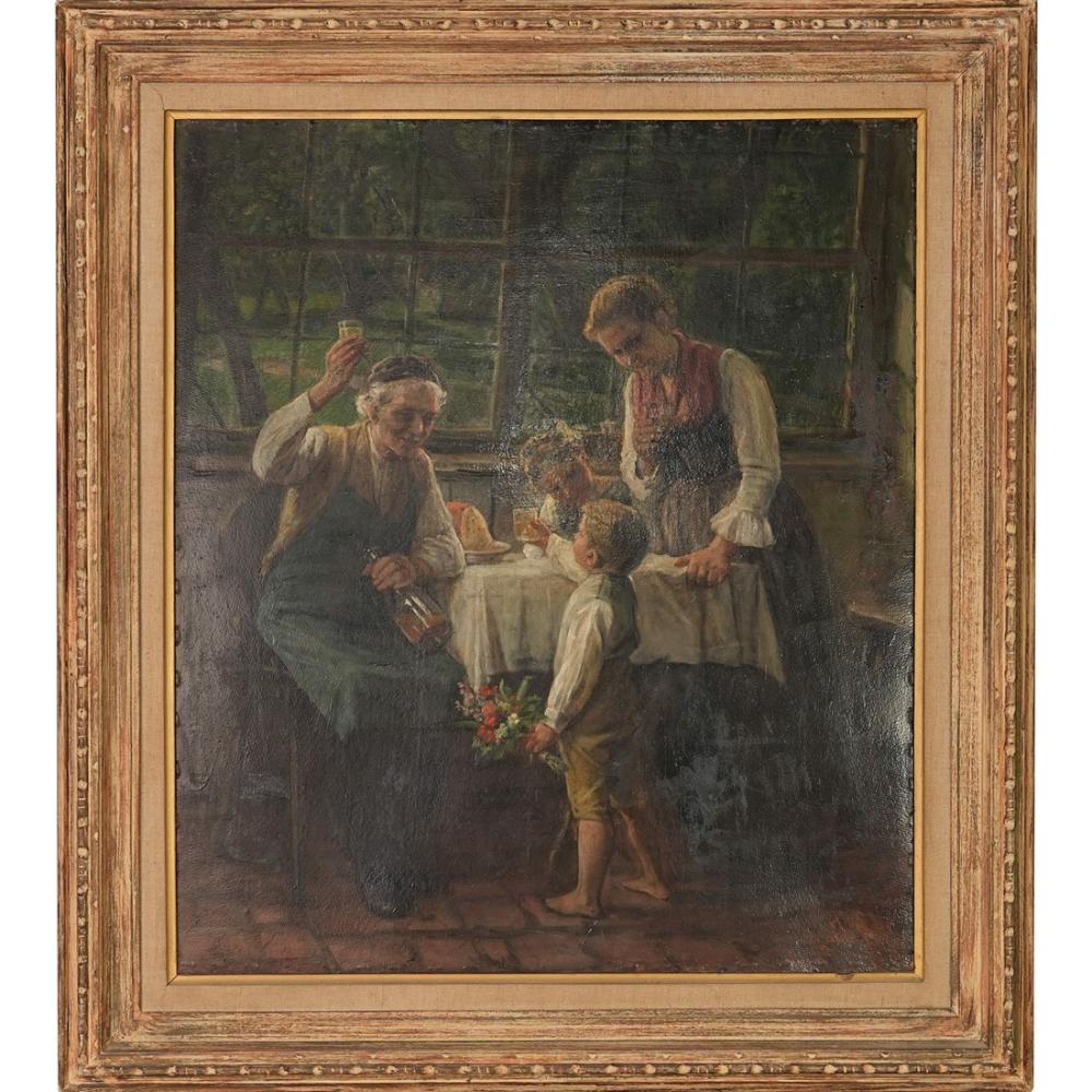 Gustav Igler comparable auction result: gustav igler hungarian 1812 1938 family portrait oil on canvas signed lower right image 27 56 h x 24 02 w 70 x 61 cm ove