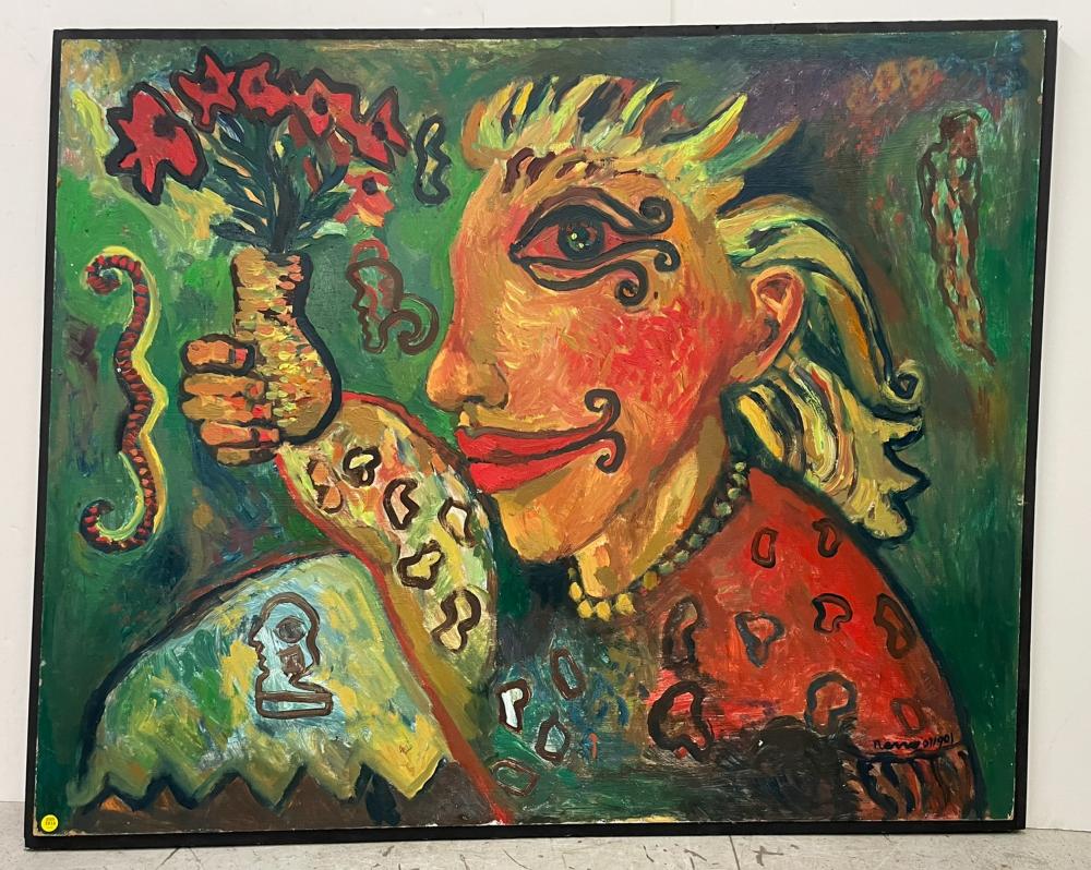 Joe Reno comparable auction result: joe reno wa kurt cobain acrylic on masonite 2001 warped