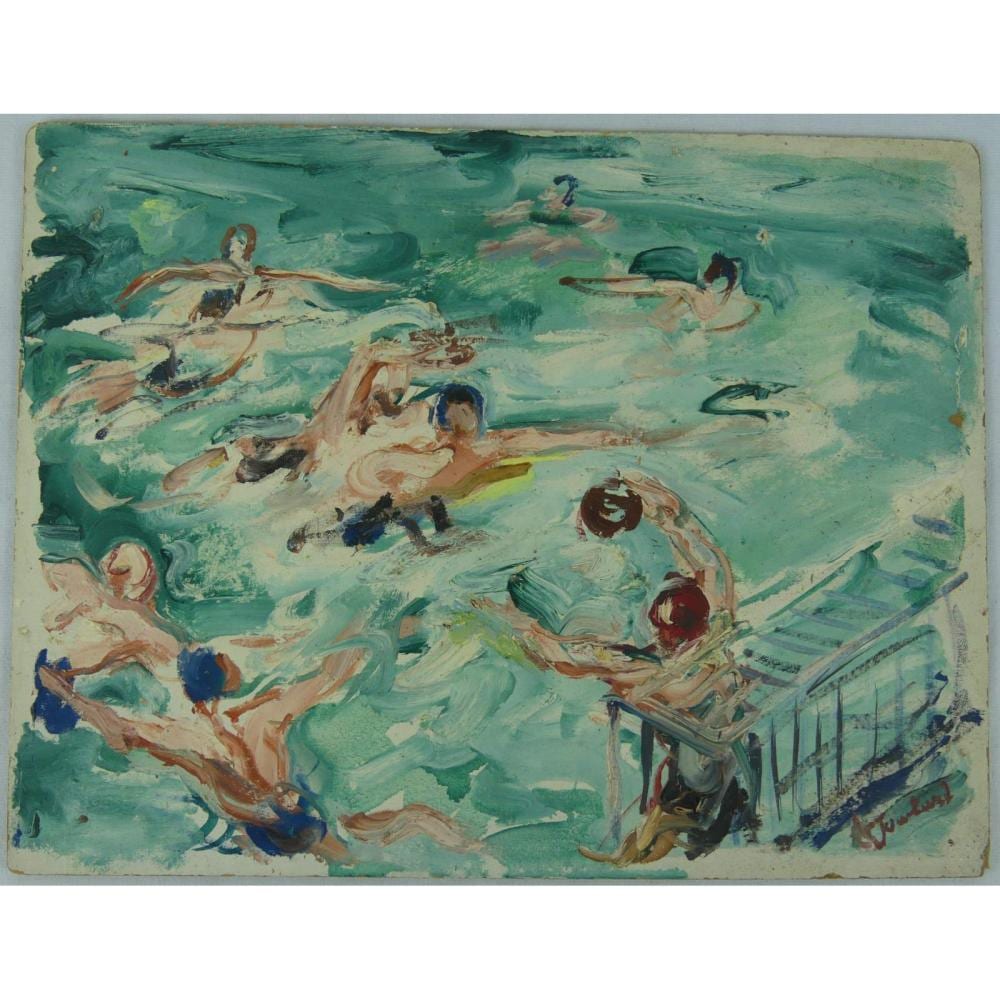 Adrienne Jouclard comparable auction result: adrienne jouclard water polo oil on board
