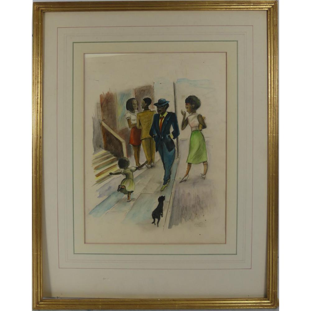 Charles Henry Alston comparable auction result: charles henry alston watercolor on paper