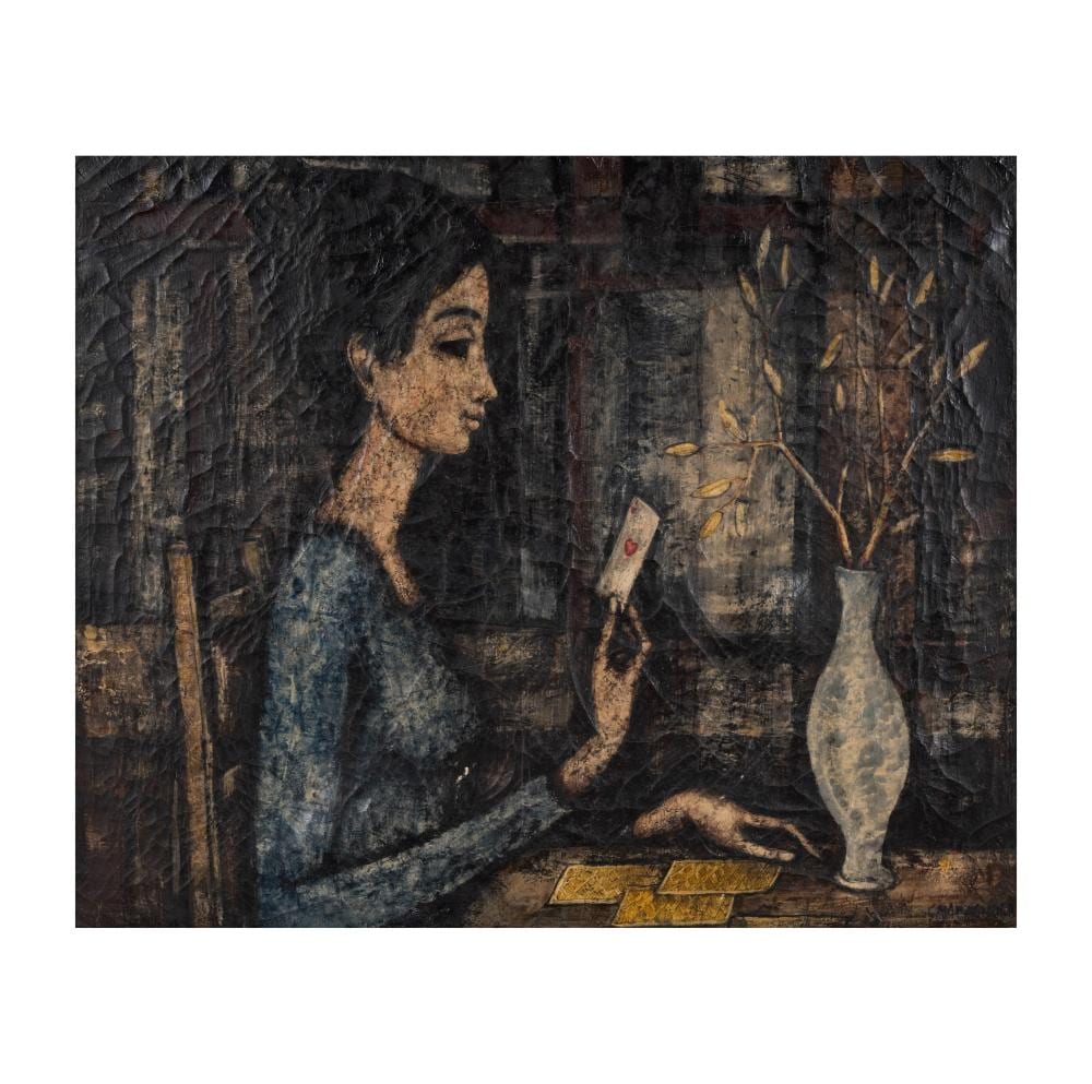 Enrico Campagnola comparable auction result: enrico campagnola 1911 1984 lady holding the ace of hearts