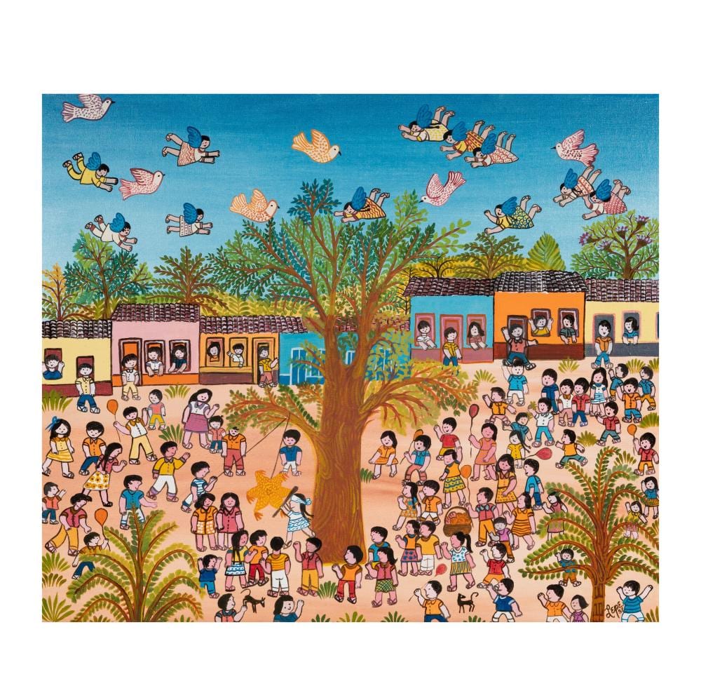 Manuel Lepe comparable auction result: manuel lepe mexican 1936 1984 folk art children at recess