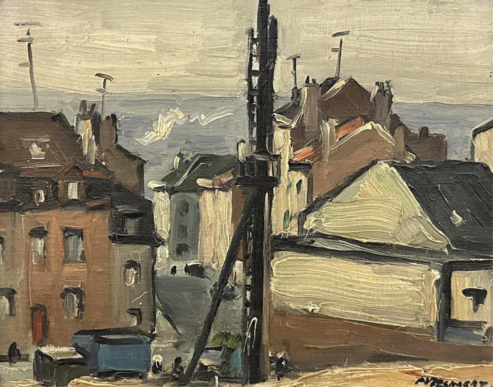 Piet Volckaert comparable auction result: piet volckaert 1902 1973 paysage urbain au pyl ne huile sur panneau dimensions 23 x 30 cm