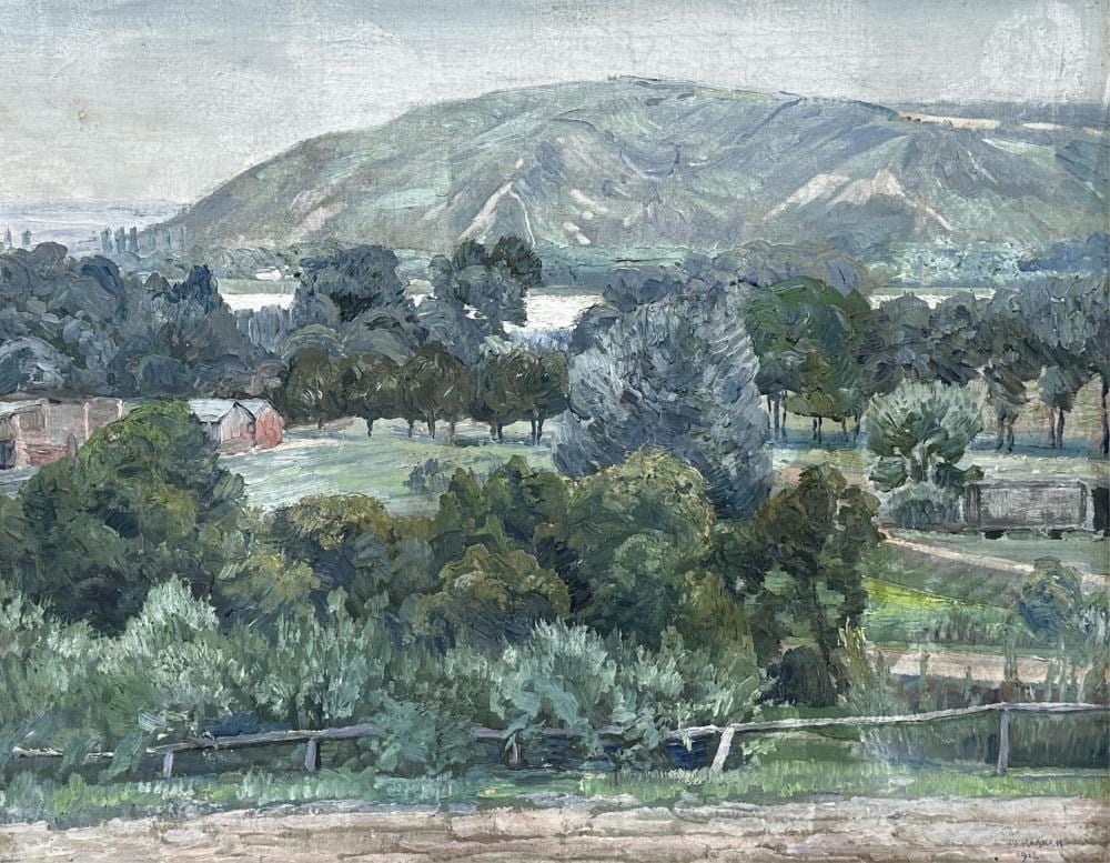 Max Kahrer comparable auction result: max kahrer 1878 1937 paysage de campagne au pied de la montagne huile sur toile 1912 dimensions 54 x 68 cm