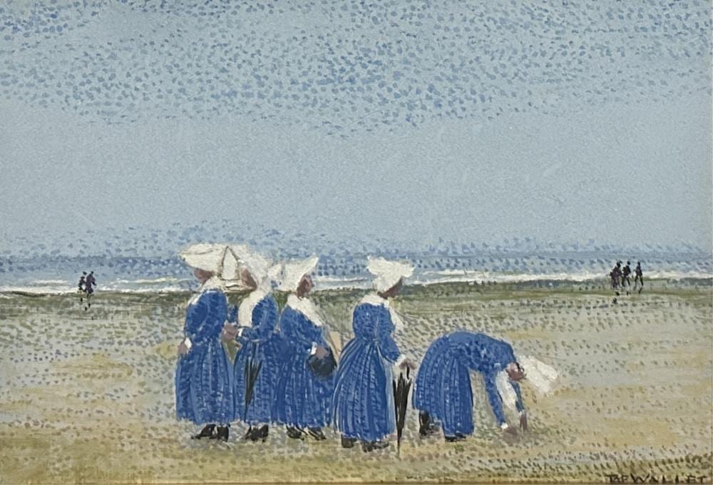 Taf Wallet comparable auction result: taf wallet 1902 2001 cinq nonnettes sur la plage huile sur panneau pointilliste dimensions 33 x 24 cm