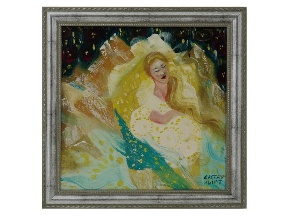 AFTER GUSTAV KLIMT FEMALE PORTRAIT ACRYLIC PAINTING sold by Antique Arena Inc, lot 76 — auction record photograph