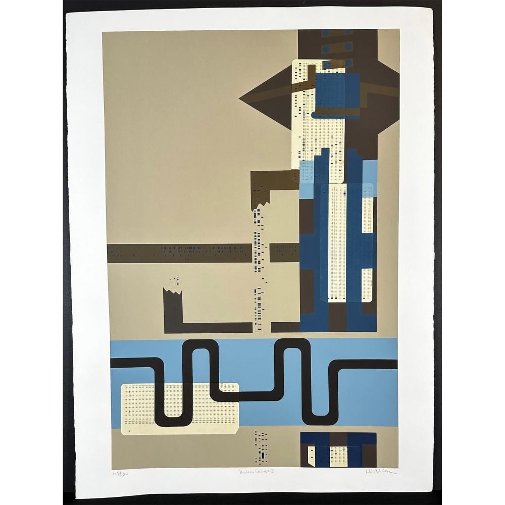 Lee Adler comparable auction result: lee adler american 1934 screenprint with hand collage paper with holes modern collage 1 signed