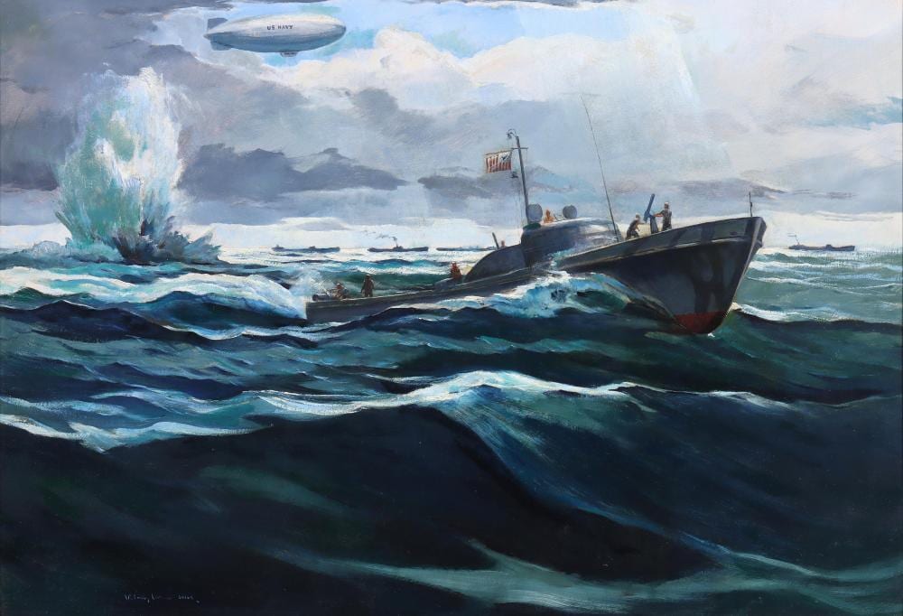 William Goadby Lawrence comparable auction result: william goadby lawrence american 1913 2002 navy depth charges oil on board