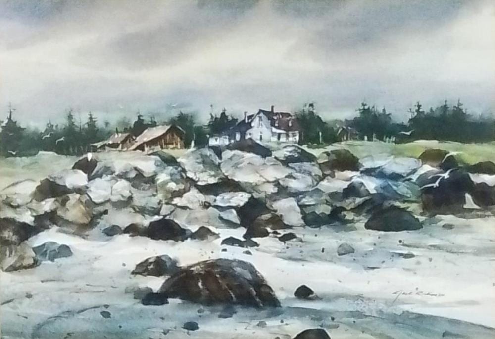 Richard Jack comparable auction result: jack richard homestead landscape watercolor