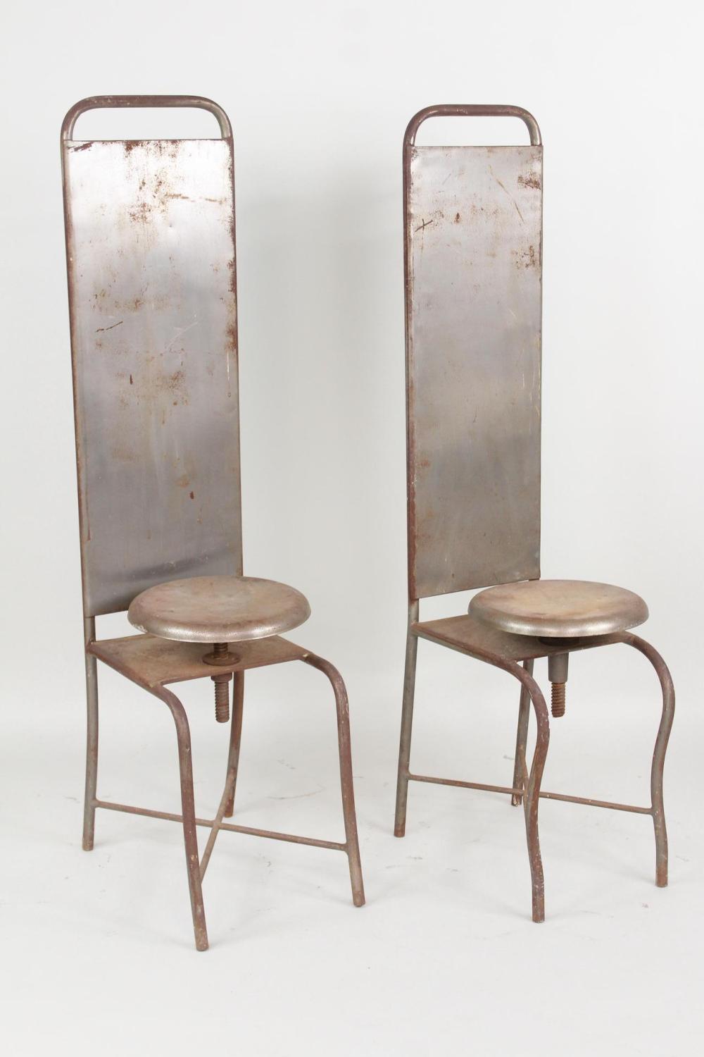 Pair of Industrial High Backed Metal Medical Exam Chairs sold by Public Sale Auction House, lot 77 — auction record photograph