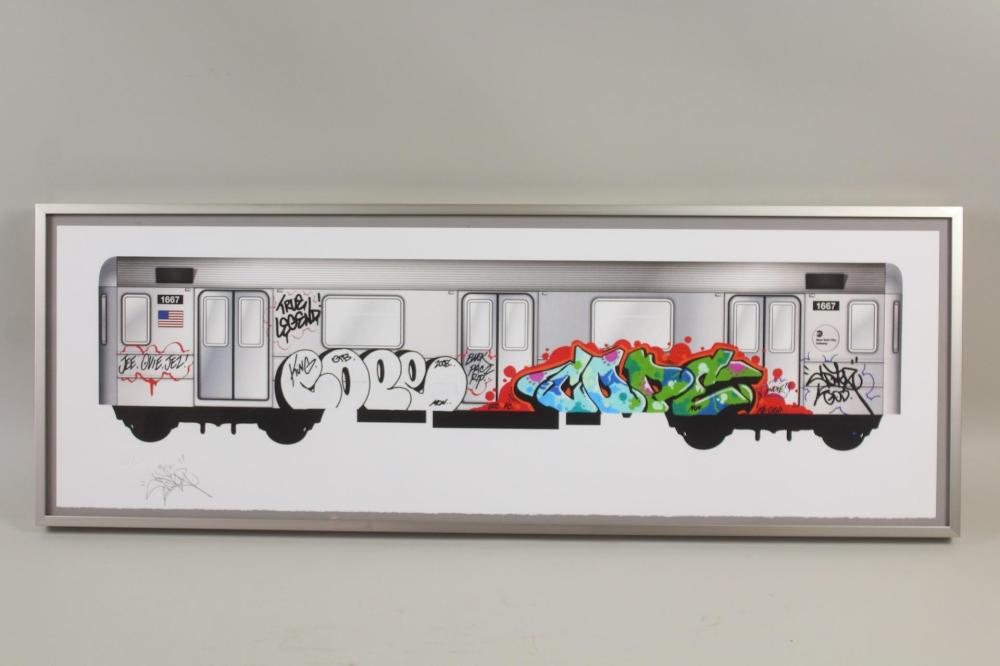 Fernando Carlo comparable auction result: framed signed print trains of thought cope2 contemporary