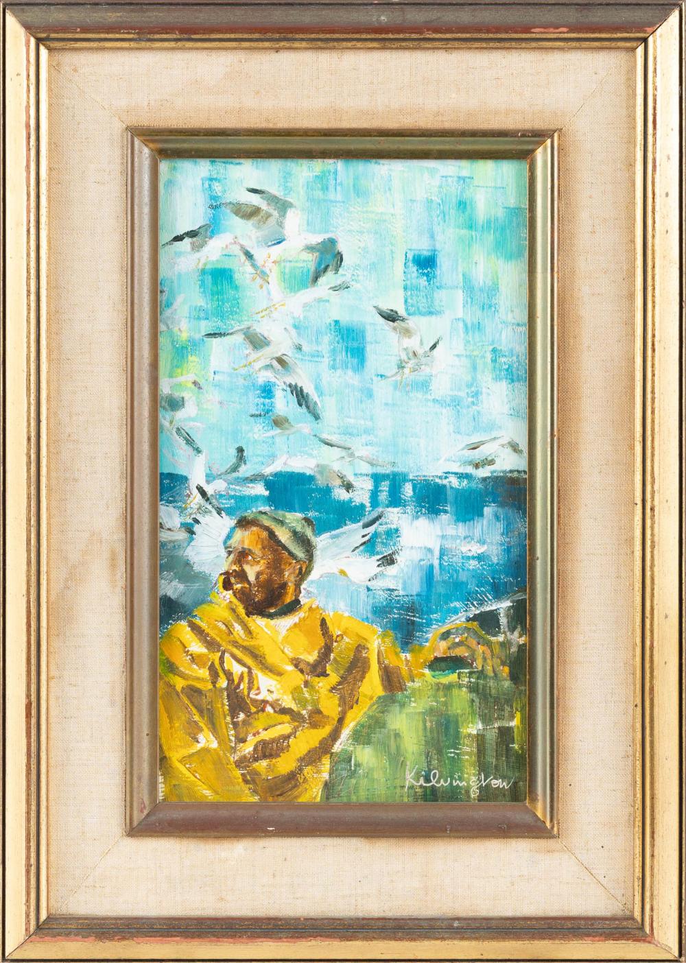 Patrick Kilvington comparable auction result: patrick kilvington 1922 1990 sailor oil on board 22 5 x 12 5 cm frame 34 x 24 x 2 cm signed lower right