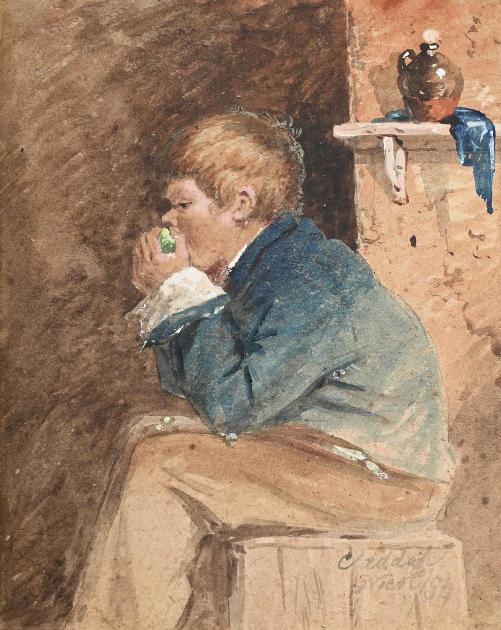 Erskine Nicol comparable auction result: erskine nicol scottish 1825 1904 a boy eating an apple