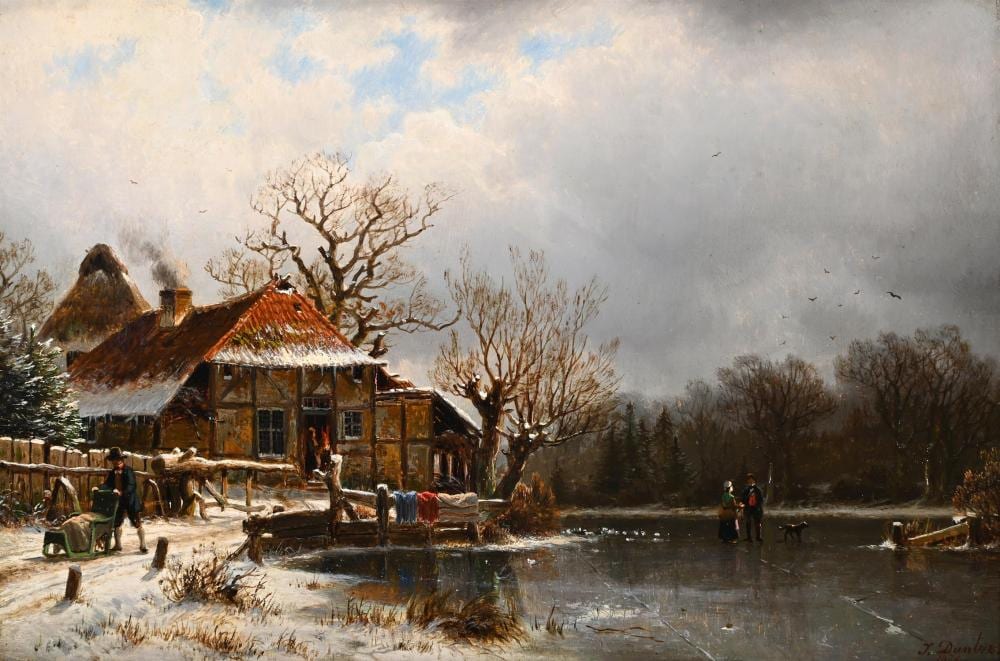 Johannes Duntze comparable auction result: johannes bartholom us duntze german 1823 1895 a winter afternoon with cloudy sky