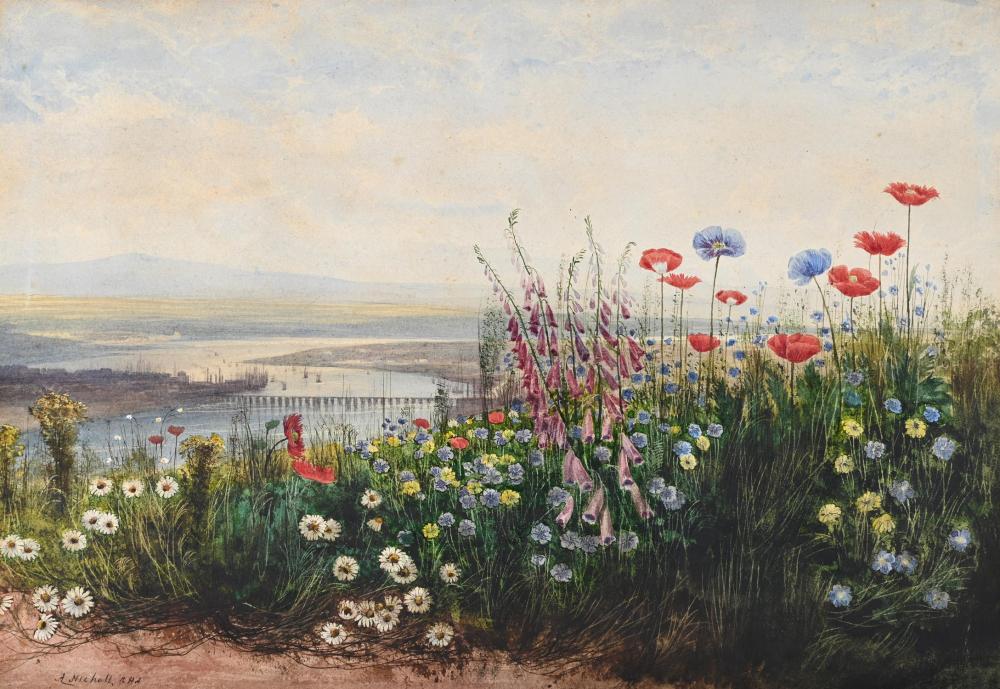 Andrew Nicholl comparable auction result: andrew nicholl irish 1804 1886 a bank of wild flowers