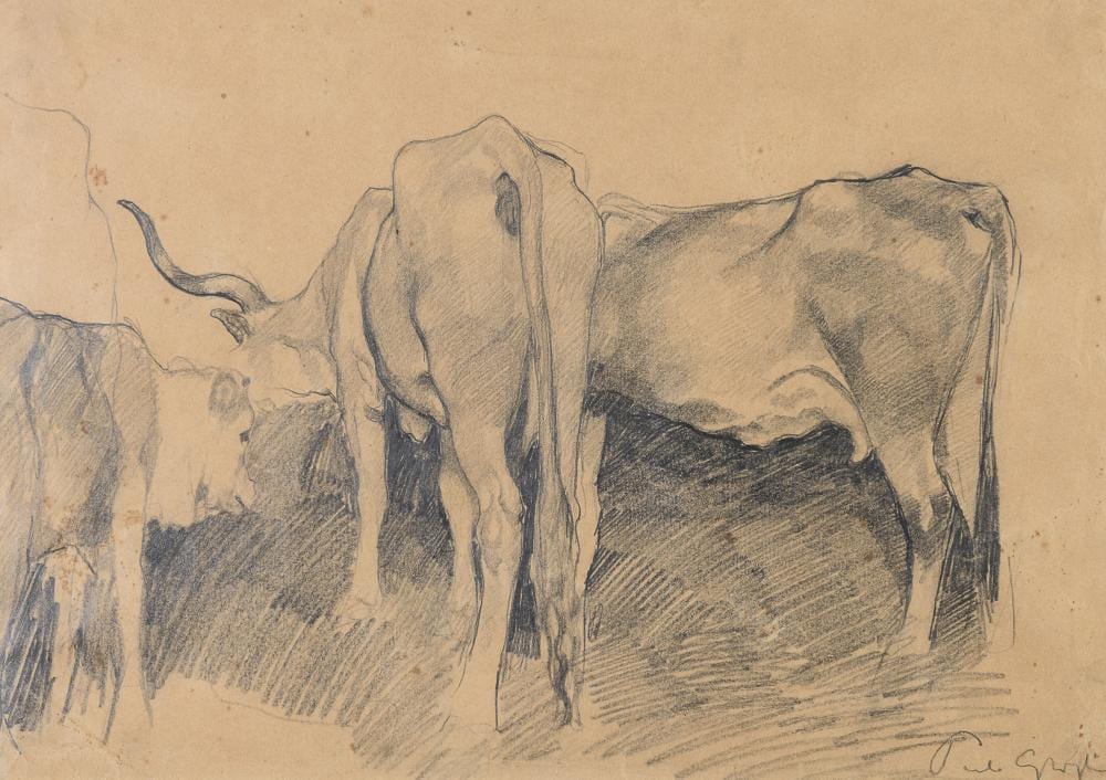 Paulo Ghiglia comparable auction result: charcoal drawing by paulo ghiglia