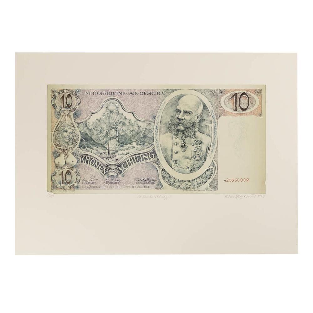 Oldrich Kulhanek comparable auction result: oldrich kulhanek 1940 2013 funny money 10 kronen shilling 1993