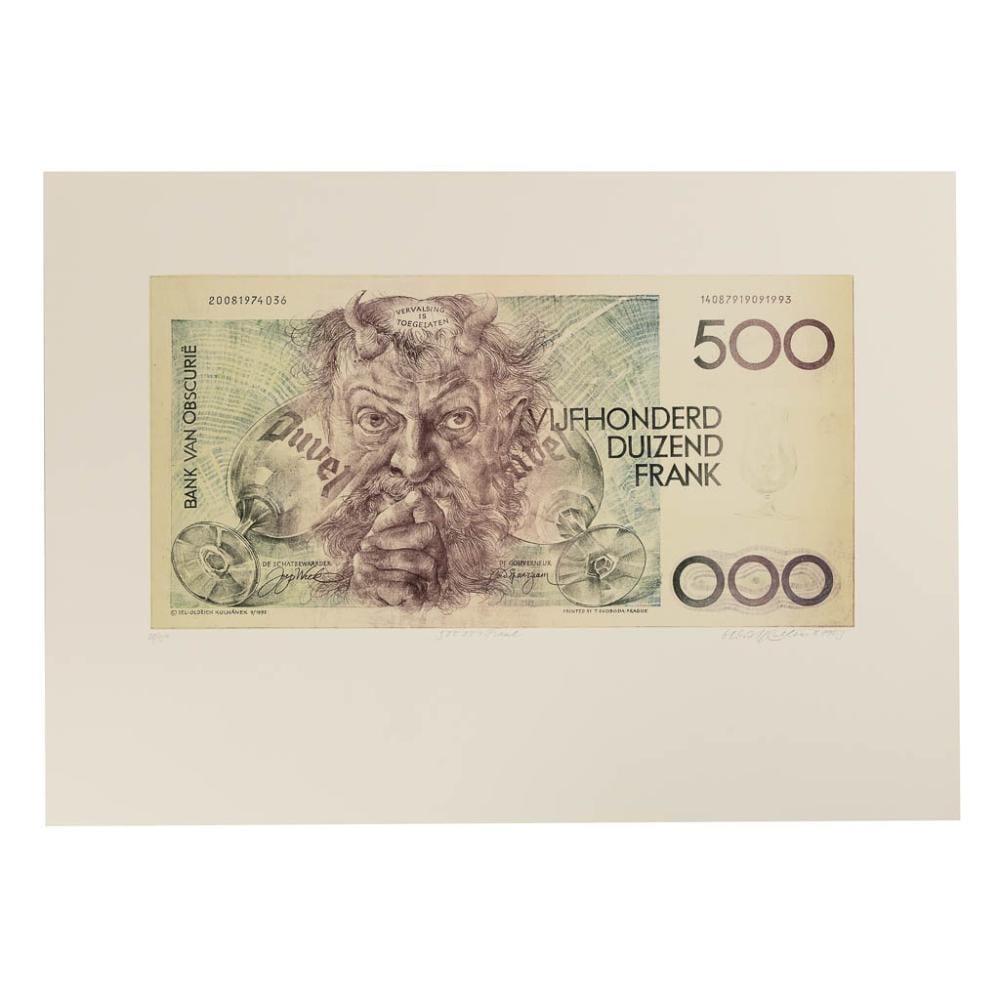 Oldrich Kulhanek comparable auction result: oldrich kulhanek 1940 2013 funny money vijfhonderd duizend frank 1993
