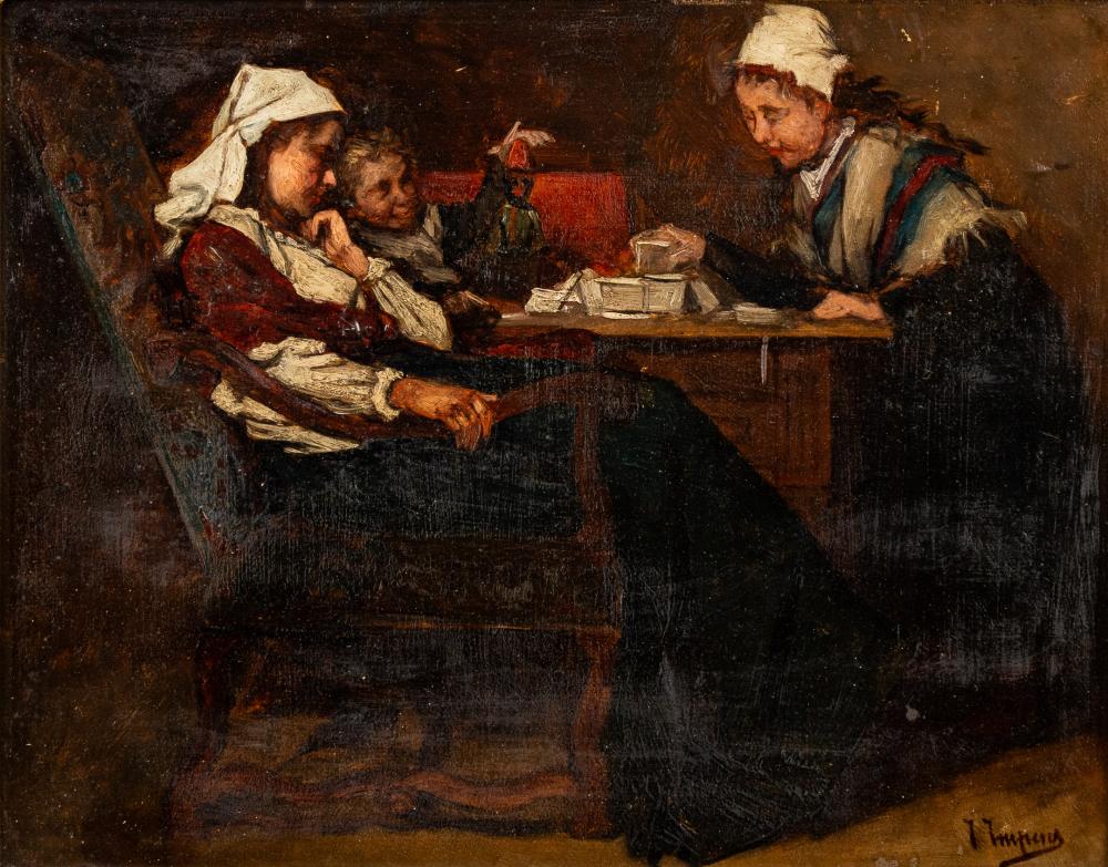 Josse Impens comparable auction result: josse impens 1840 1905 le chateau de cartes