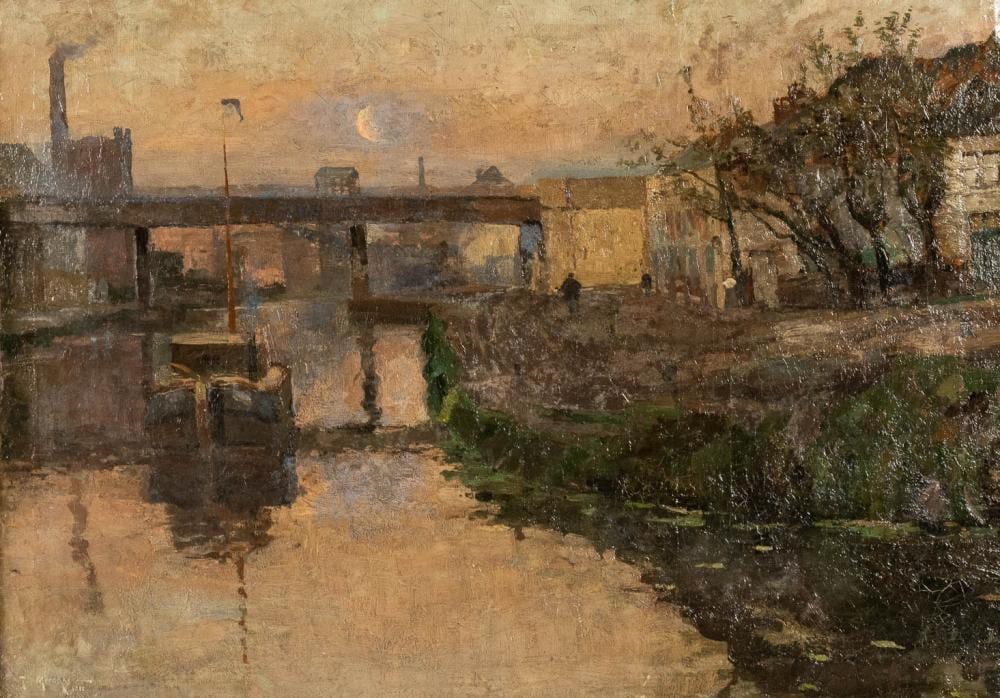 jules merckaert 1872 1924 view on the harbor 1910 · Flanders Auctions · 2025-02-11 Jules Merckaert comparable auction result: jules merckaert 1872 1924 view on the harbor 1910