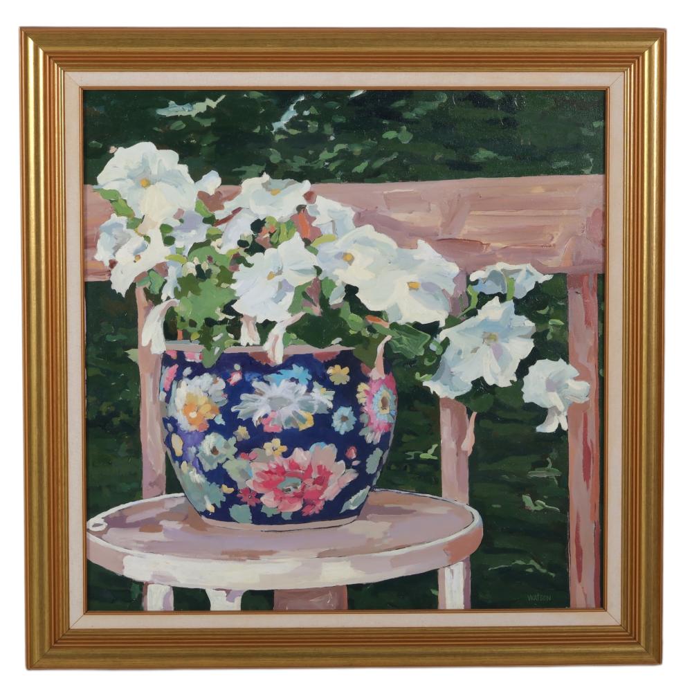 Jim Watson 20thC Floral Impressionist Oil Painting sold by MiddleManBrokers, lot 177 — auction record photograph